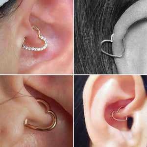16G G23 Titanium Cubic Zircon Daith Piercing Earrings Jewelry Heart Clicker
