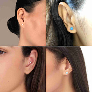 20G G23 Titanium Flat Back Earrings Nose Stud Opal Threadless Tragus