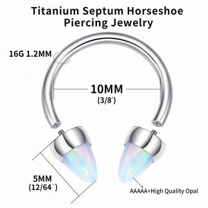 G23 Titanium 16G Opal Septum Rings Horseshoe Piercing Jewelry