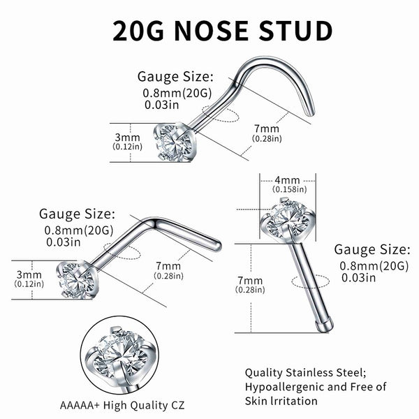 G23 Titanium 20G Nose Rings Stud