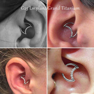 G23 Titanium G23 Titanium Cubic Zircon Diamond Moon Daith Rook Piercing Earrings JewelryMoon Daith Rook Piercing Earrings Jewelry