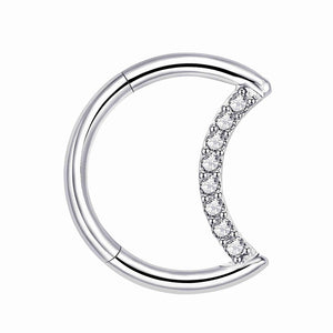G23 Titanium Cubic Zircon Diamond Moon Daith Rook Piercing Earrings Jewelry