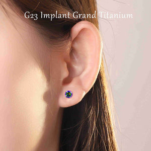 G23 Titanium Cubic Zirconia Earrings Studs for Sensitive Ears