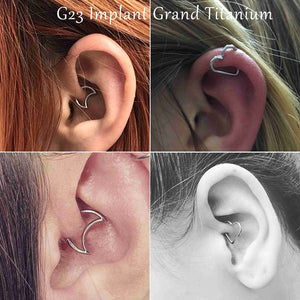 G23 Titanium Heart Moon Daith Cartilage Helix Piercing Jewelry Clicker Ring 16G