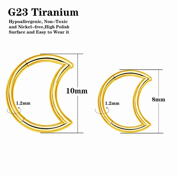  G23 Titanium Moon Daith Rook Piercing Earrings
