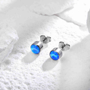 G23 Titanium Opal Birthstone Tiny Stud Earrings for Women