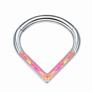 G23 Titanium Opal Teardrop Septum Ring Daith Piercing Earrings