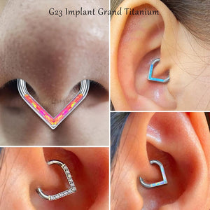 G23 Titanium Opal Teardrop Septum Ring Daith Piercing Earrings
