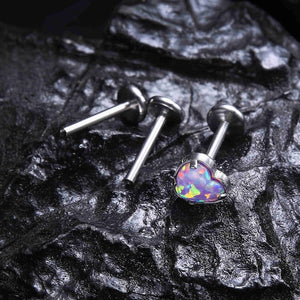 G23 Titanium Threaded Opal Flat Back Earrings 18G