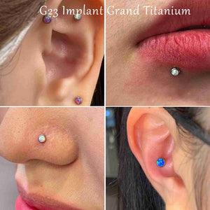 G23 Titanium Threaded Opal Labret Piercing Lip Stud Tragus 