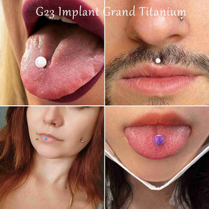 G23 Titanium Threaded Opal Tongue Labret Piercing Lip Stud 