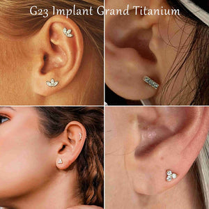 G23 Titanium Cubic Zircon Tragus Piercing Jewelry Flat Back Earrings 16G