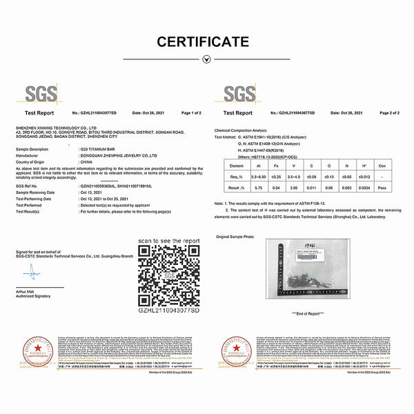 titanium sgs certificate