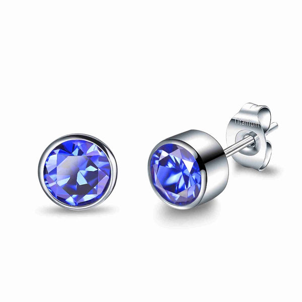 G23 Titanium Cubic Zircon Birthstone Tiny Stud Earrings for Women