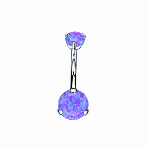 G23 Titanium Threaded Belly Button Rings Opal Hypoallergenic 14G