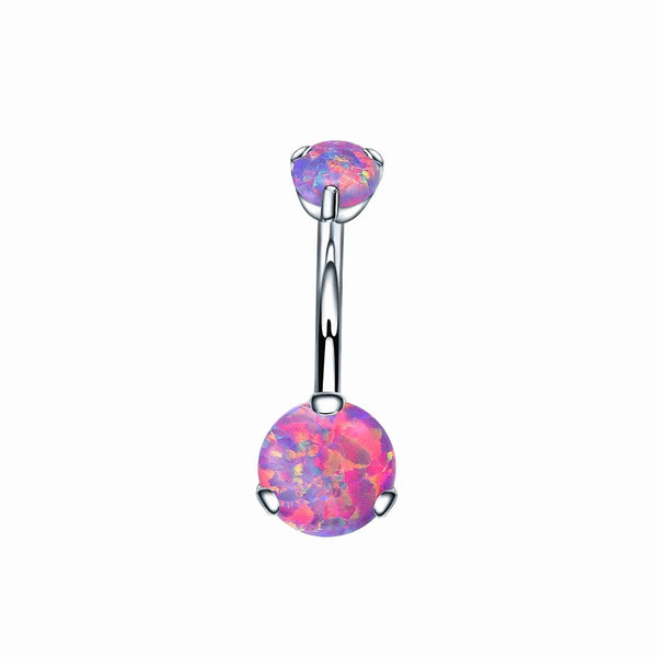 G23 Titanium Threaded Belly Button Rings Opal Hypoallergenic 14G
